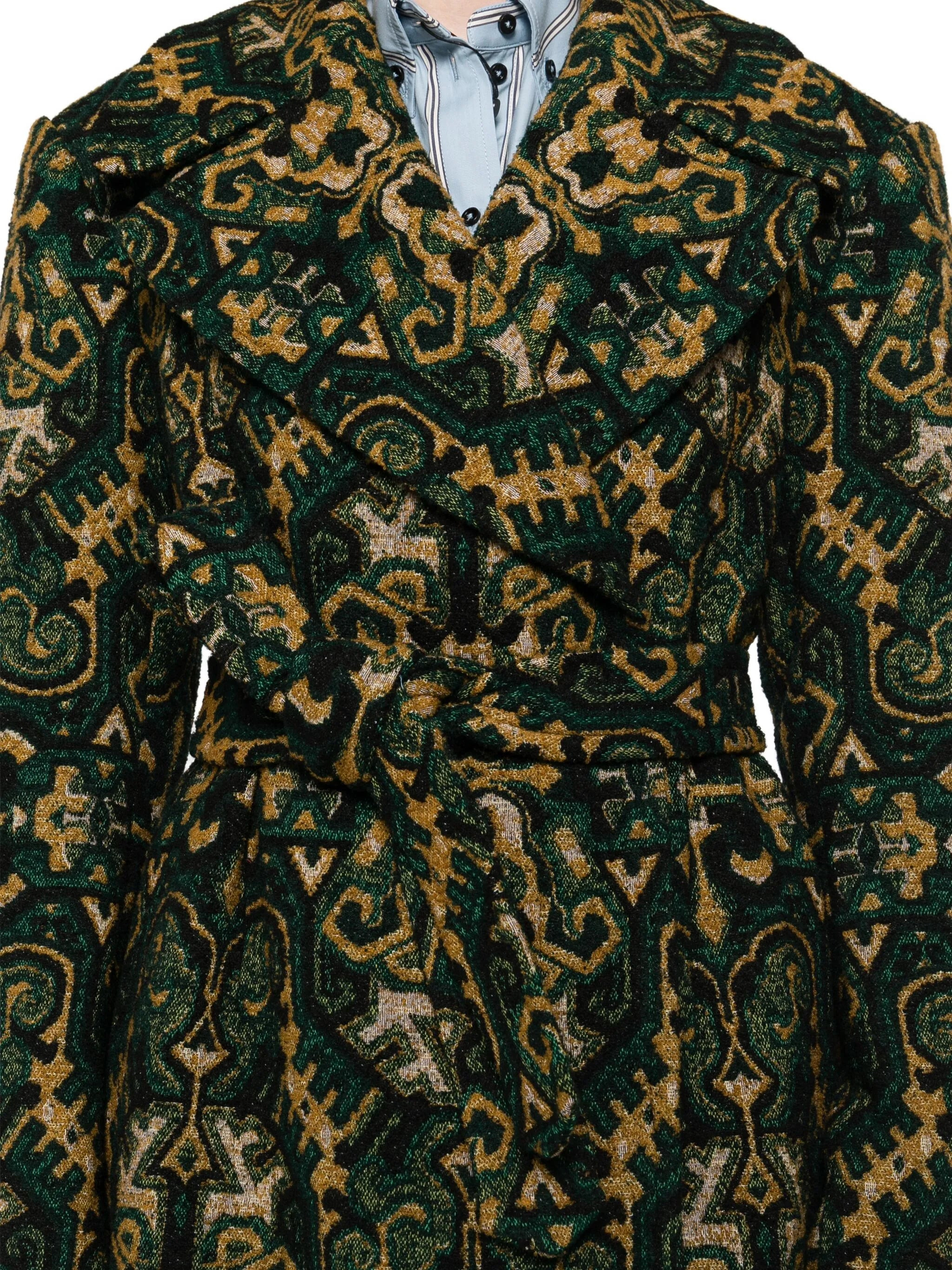 Dries Van Noten Belted Patterned Coat - 3