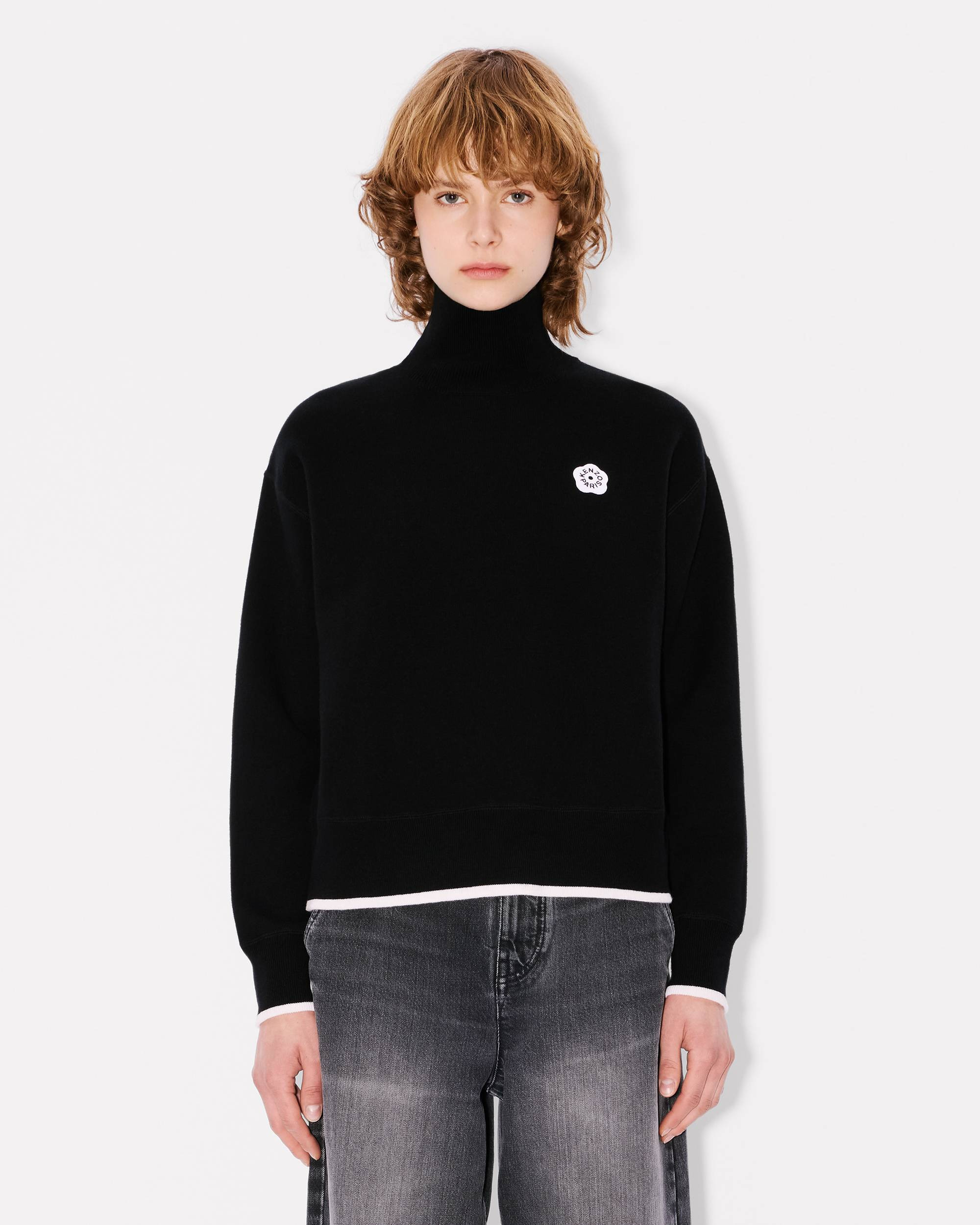 'Boke Flower 2.0' embroidered high neck jumper in cotton wool - 3