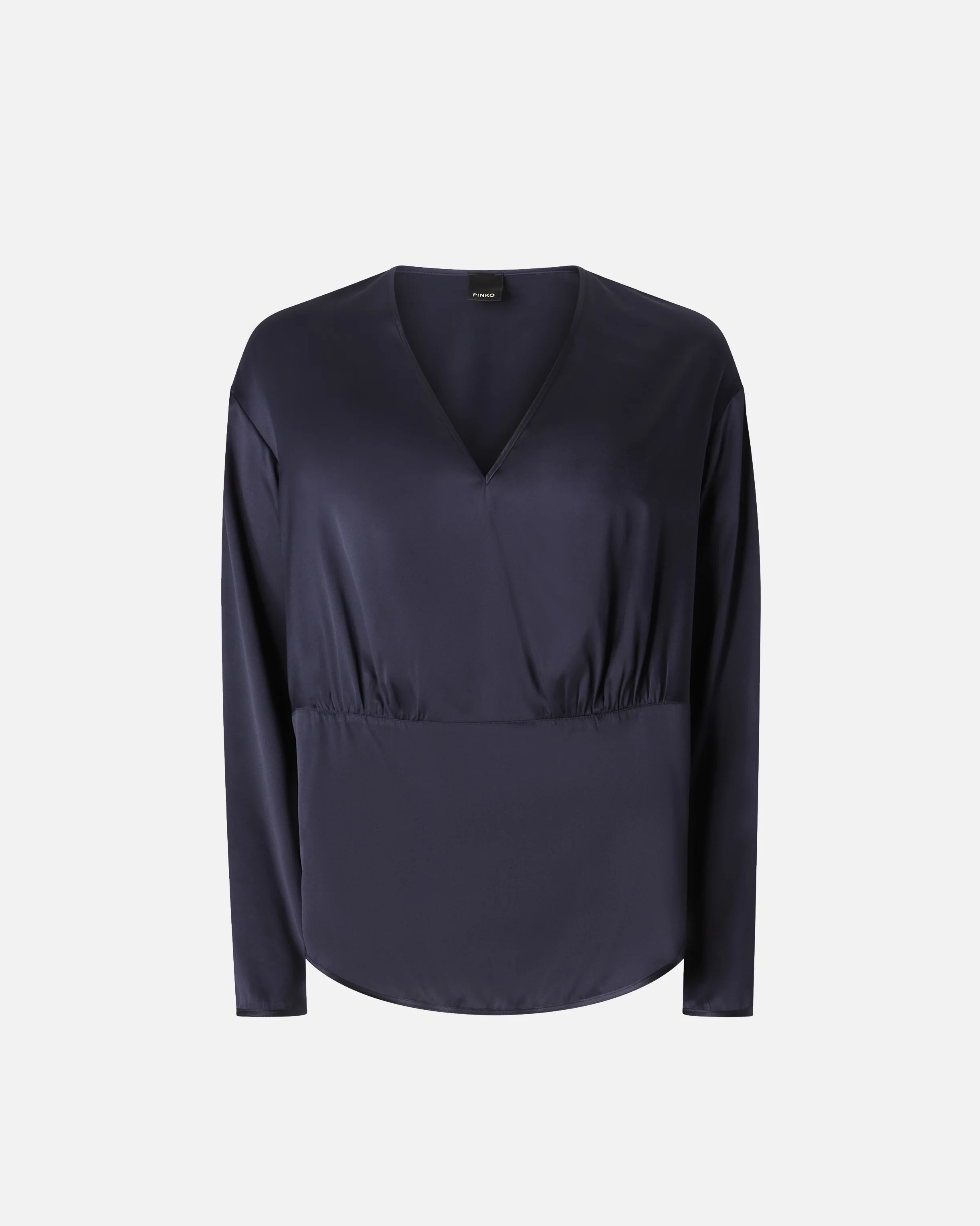 LONG-SLEEVED STRETCH SATIN BLOUSE - 1