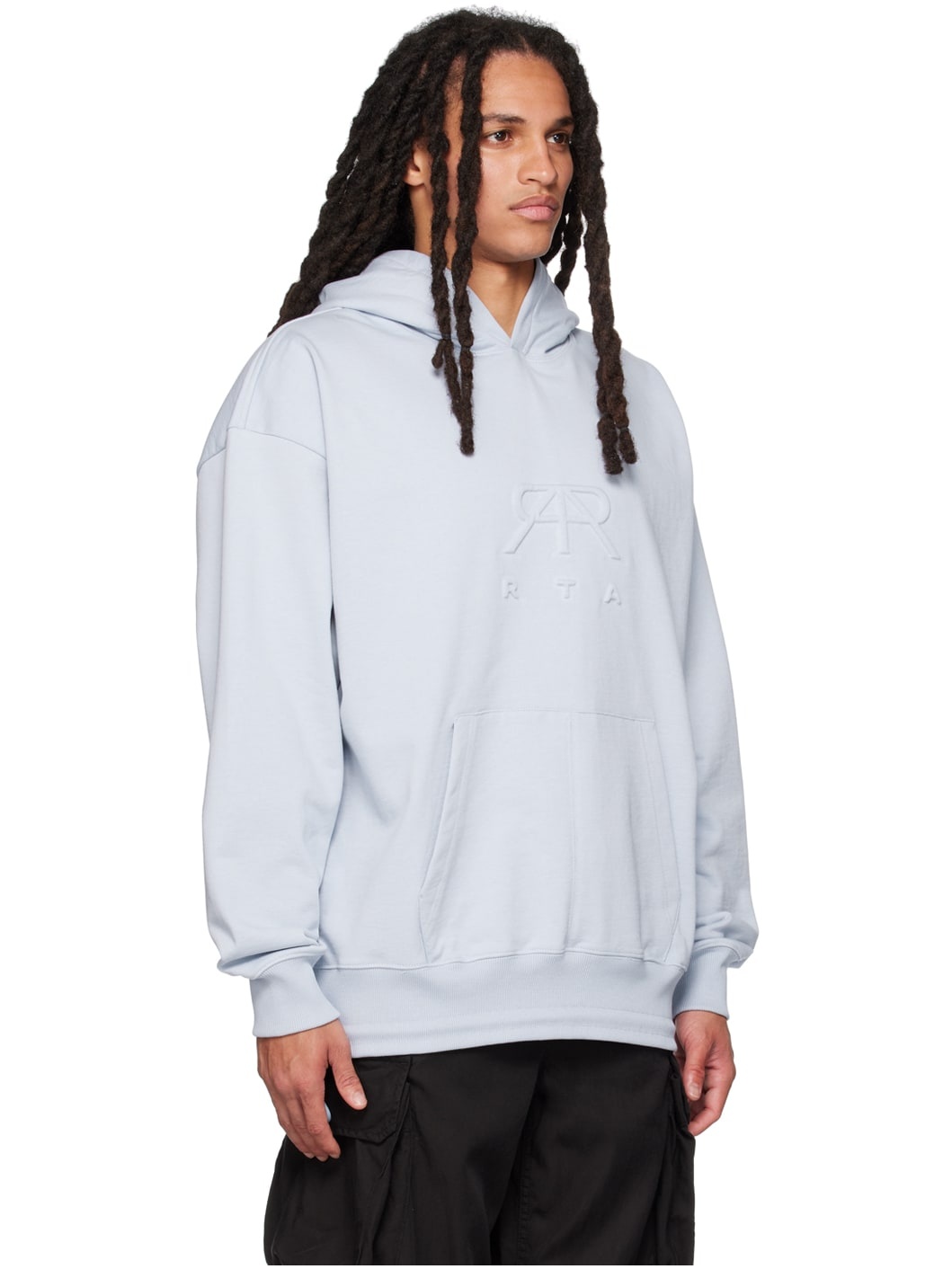 Blue Embossed Hoodie - 2