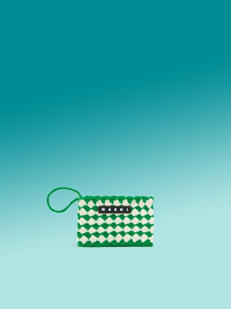 GREEN CROCHET MARNI MARKET MEDIUM ROSAL POUCH 1