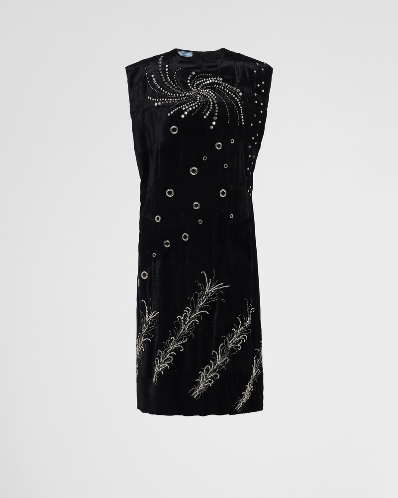 Embroidered velvet dress - 1