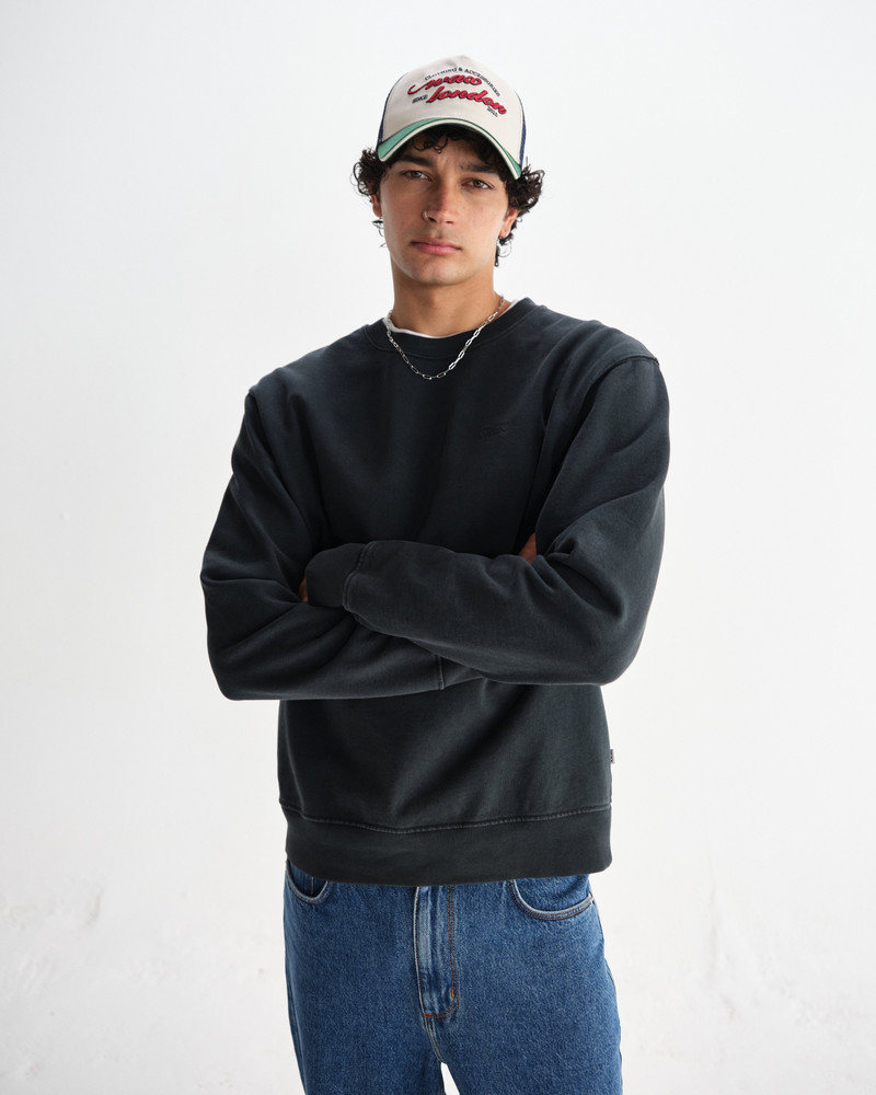 Wax London Sidney - Washed Black Brushed Organic Cotton Sweatshirt outlook