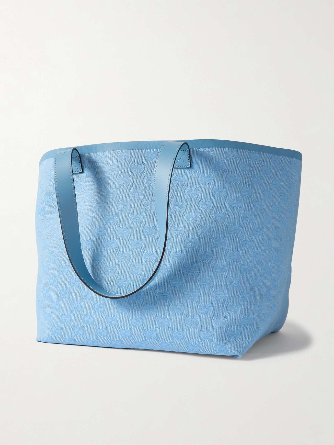 Totissima leather-trimmed canvas-jacquard tote - 3