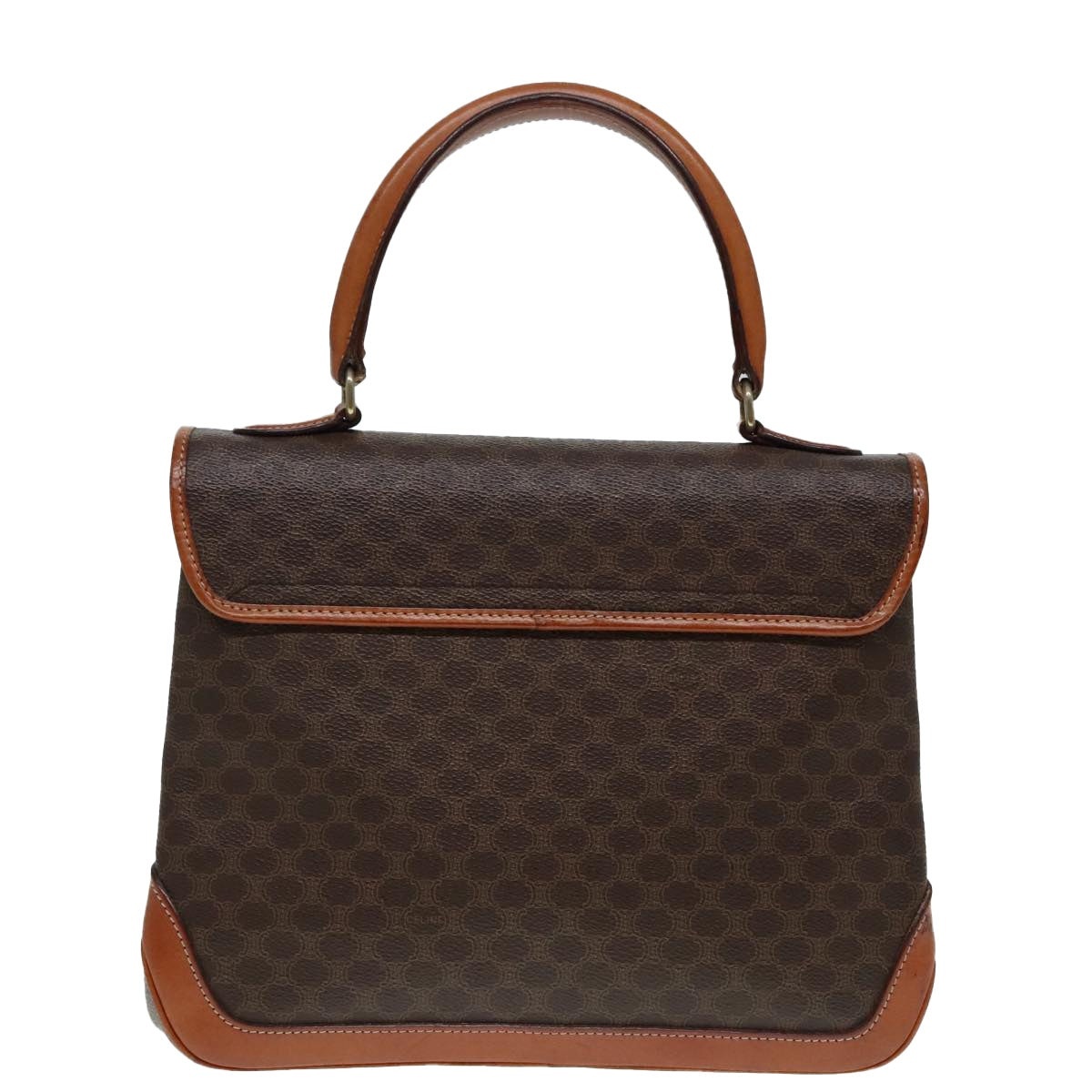 CELINE Macadam Canvas Hand Bag Pvc Leather Brown Gold - 2