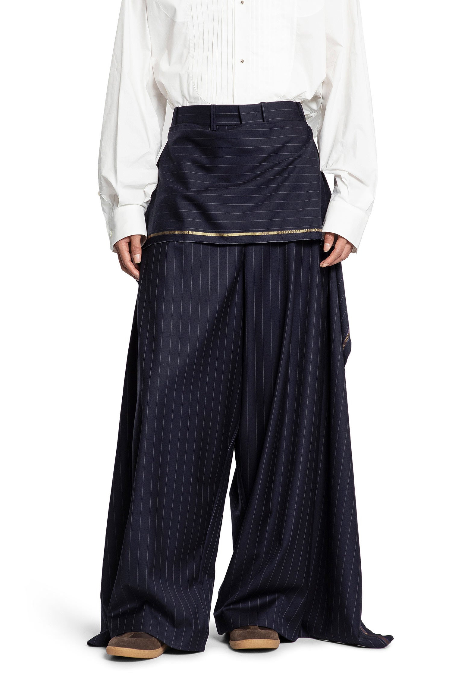 Pinstriped-Wide-Leg-Trousers - 5