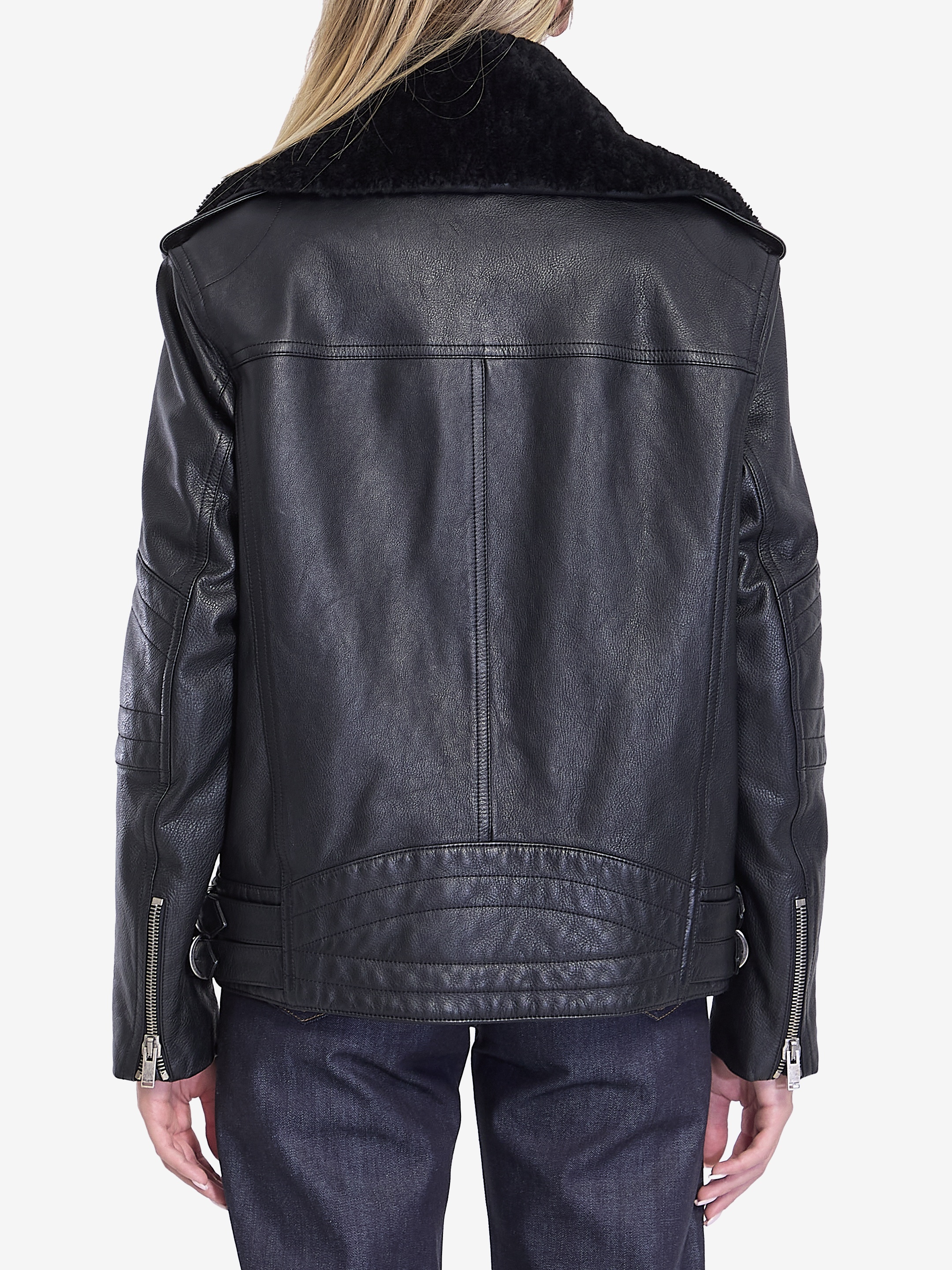 ムートン・ファーコート SAINT LAURENT VINTAGE LEATHER AND SHEARLING BIKER JACKET SAINT LAURENT Biker jacket in vintage leather and shearling