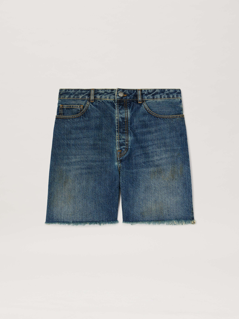 Lasered Curved Logo denim shorts - 1