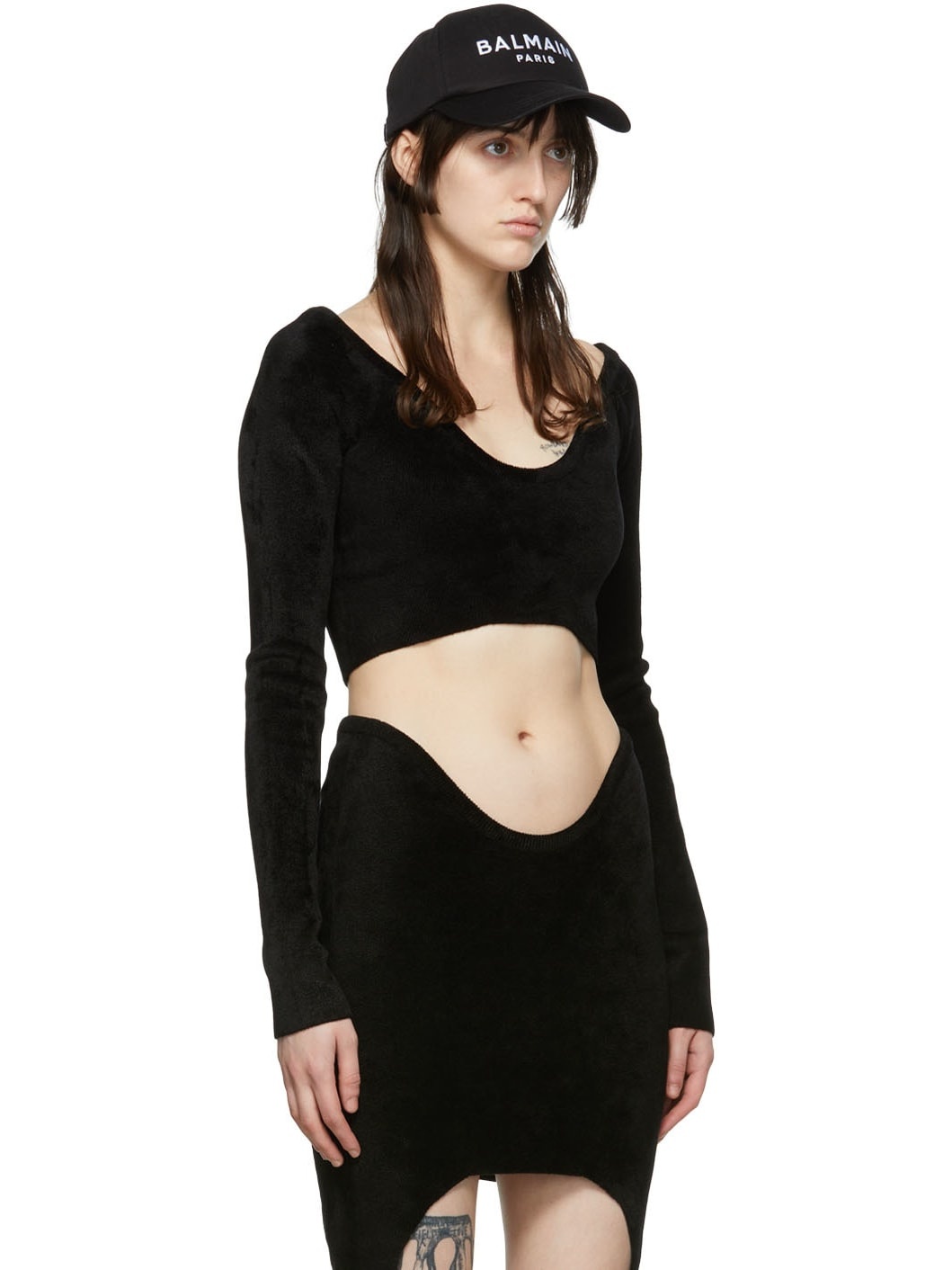 Black Viscose Long Sleeve T-Shirt - 2