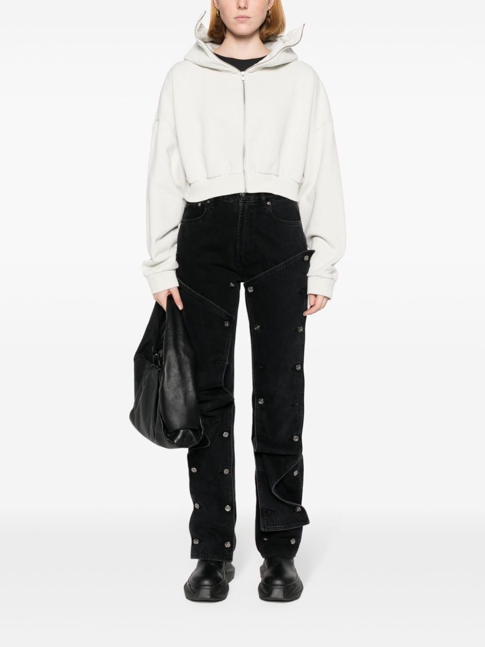 cropped zipped hoodie - 2