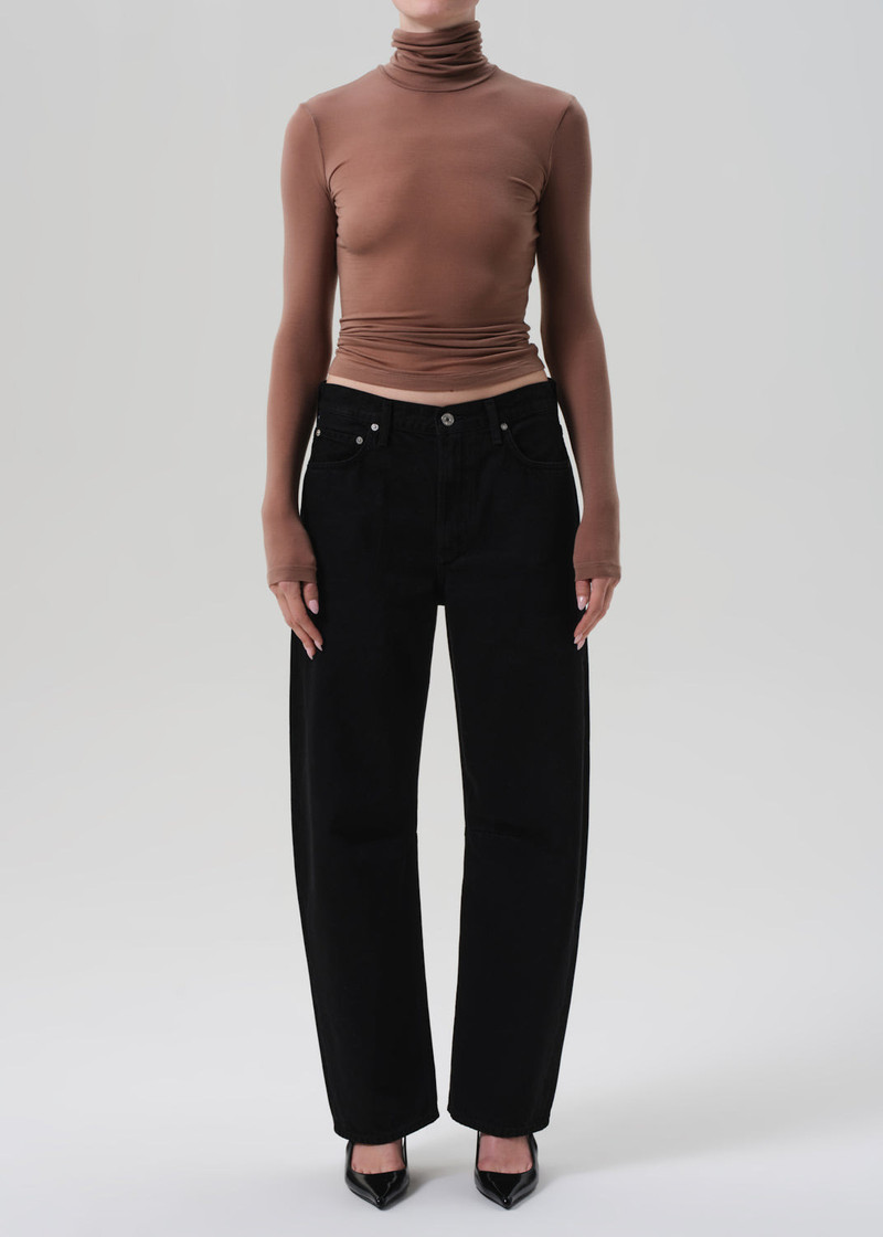 Miro Long Relaxed Jean In Solid Black - 1