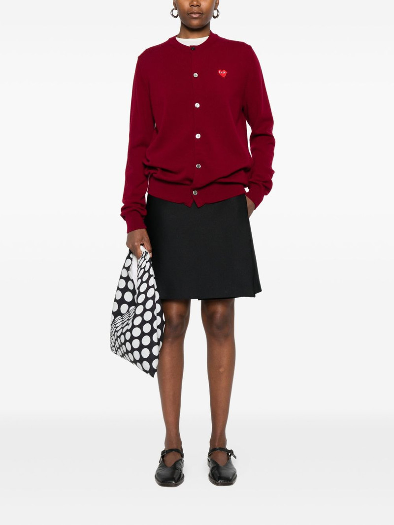 Comme des Garçons PLAY heart-emblem rhinestone-embellishment cardigan outlook