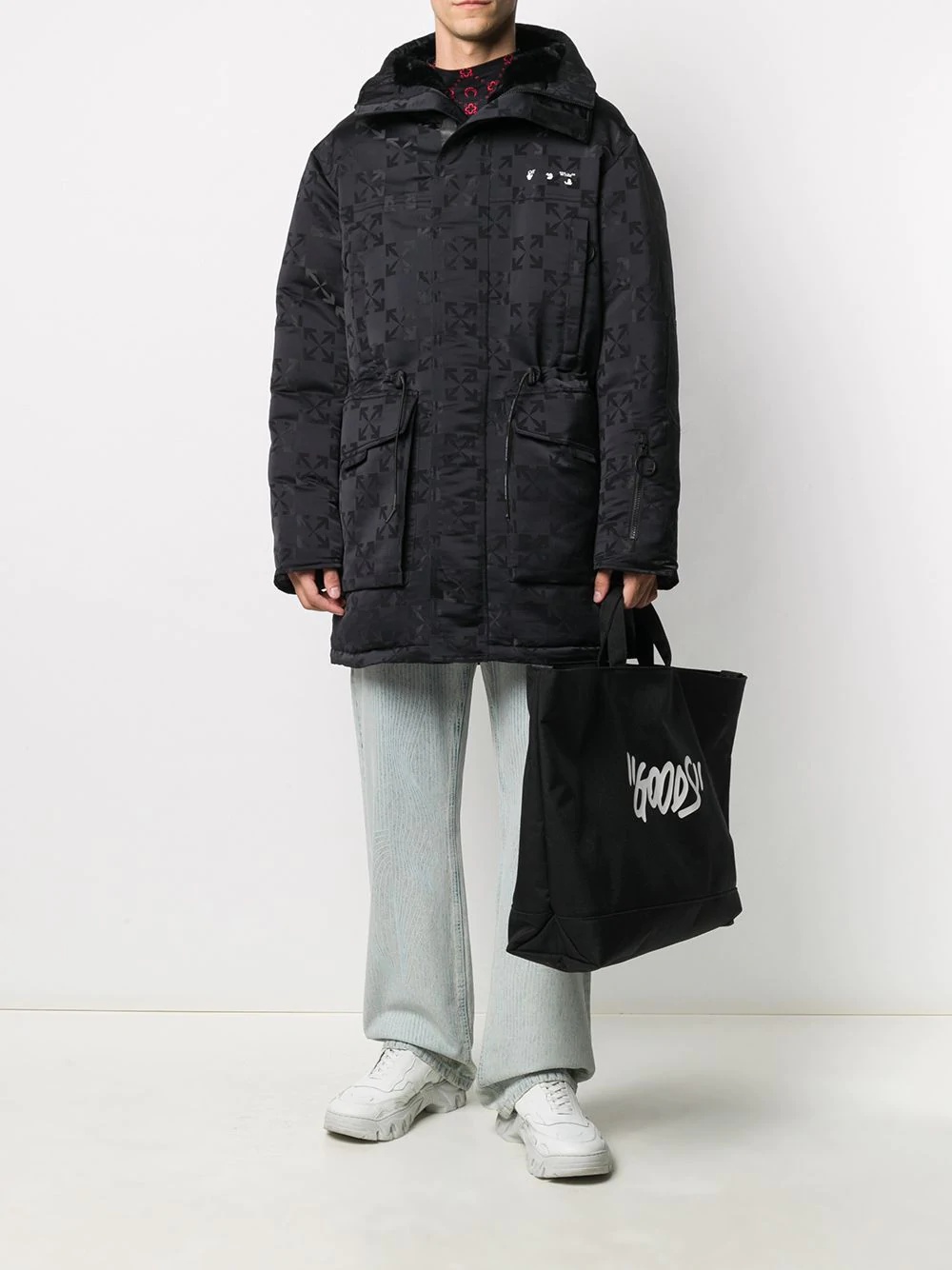 logo pattern padded parka - 2