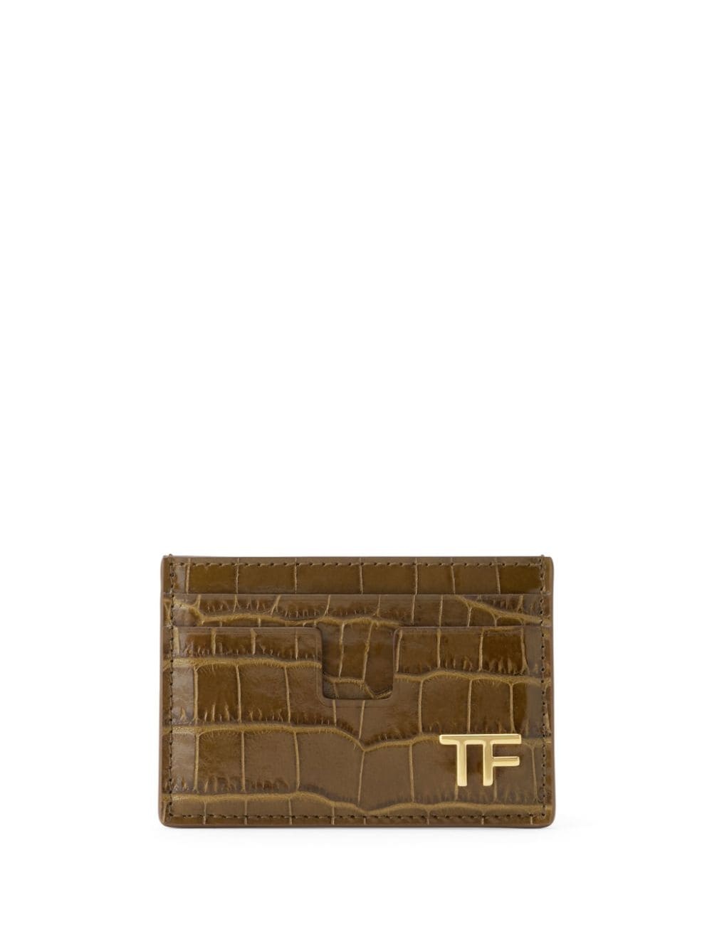 logo-plaque crocodile-effect cardholder - 1