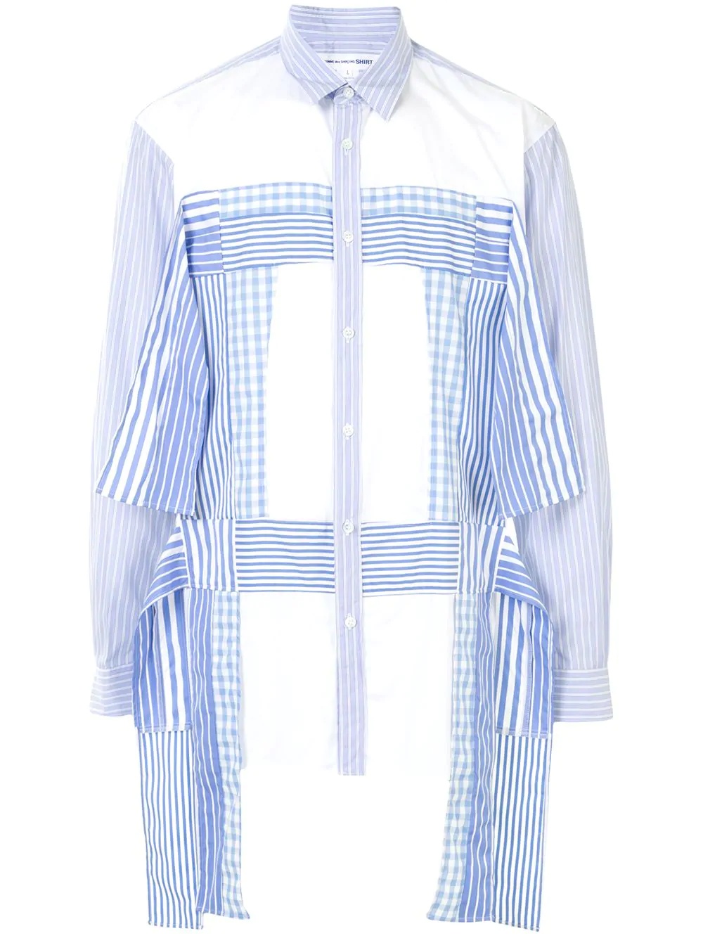 long-sleeve patchwork shirt - 1