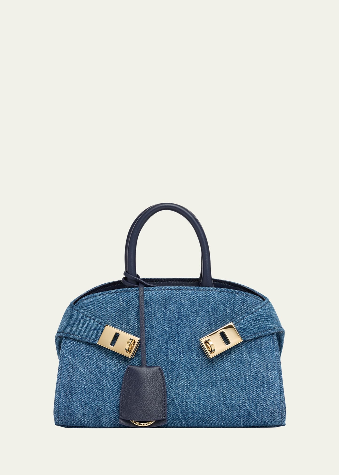 Hugh Washed Denim Top-Handle Bag - 1