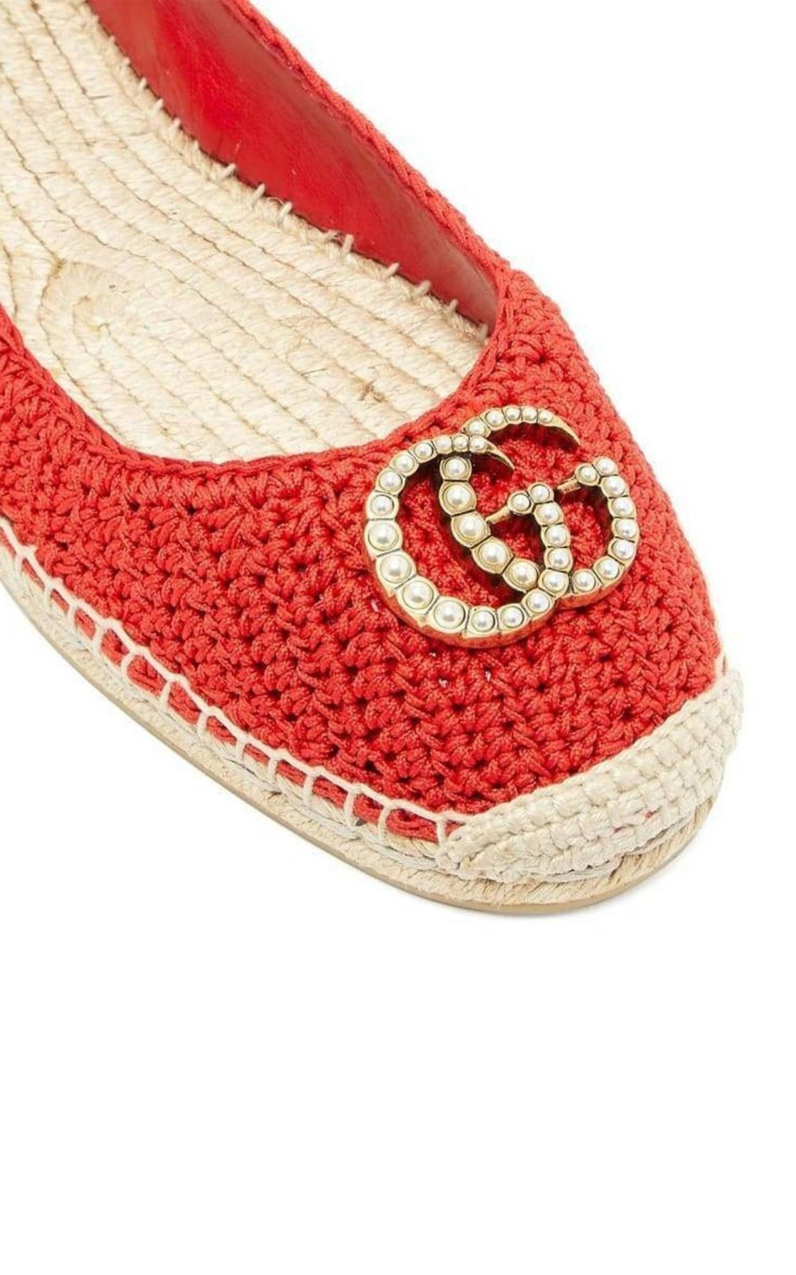 Red Lilibeth GG Faux Pearl-embellished Espadrilles - 4