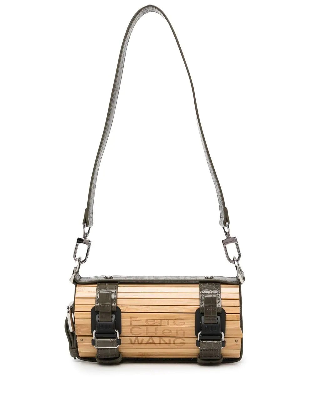 logo-print bamboo shoulder bag - 1