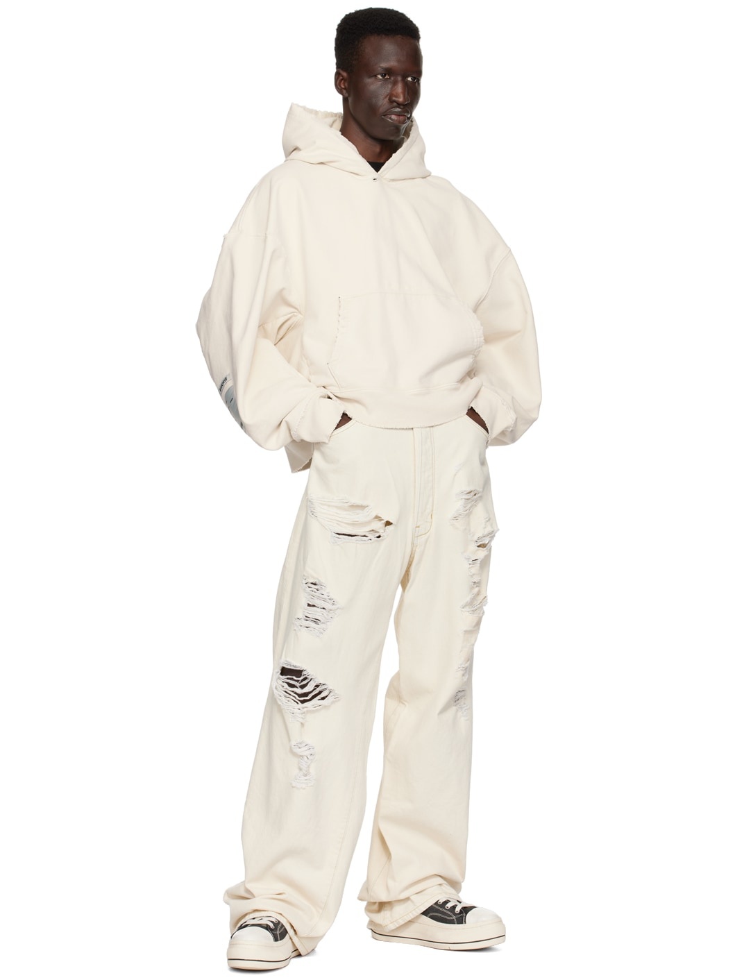 Off-White Wide Leg 5 Pocket Jeans - 4