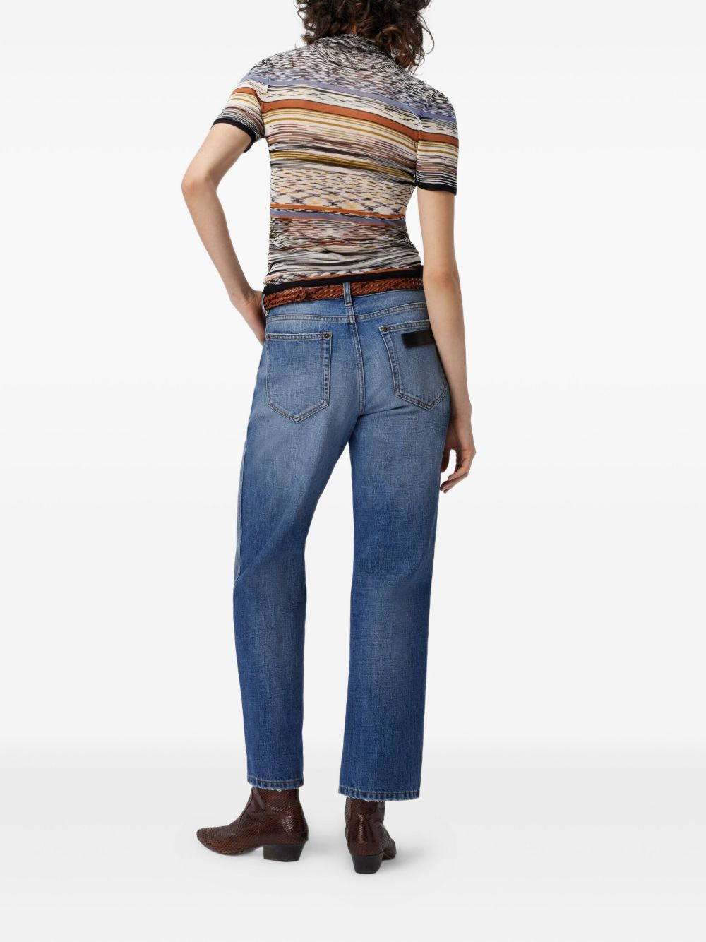 stripe-pattern turtleneck top - 3