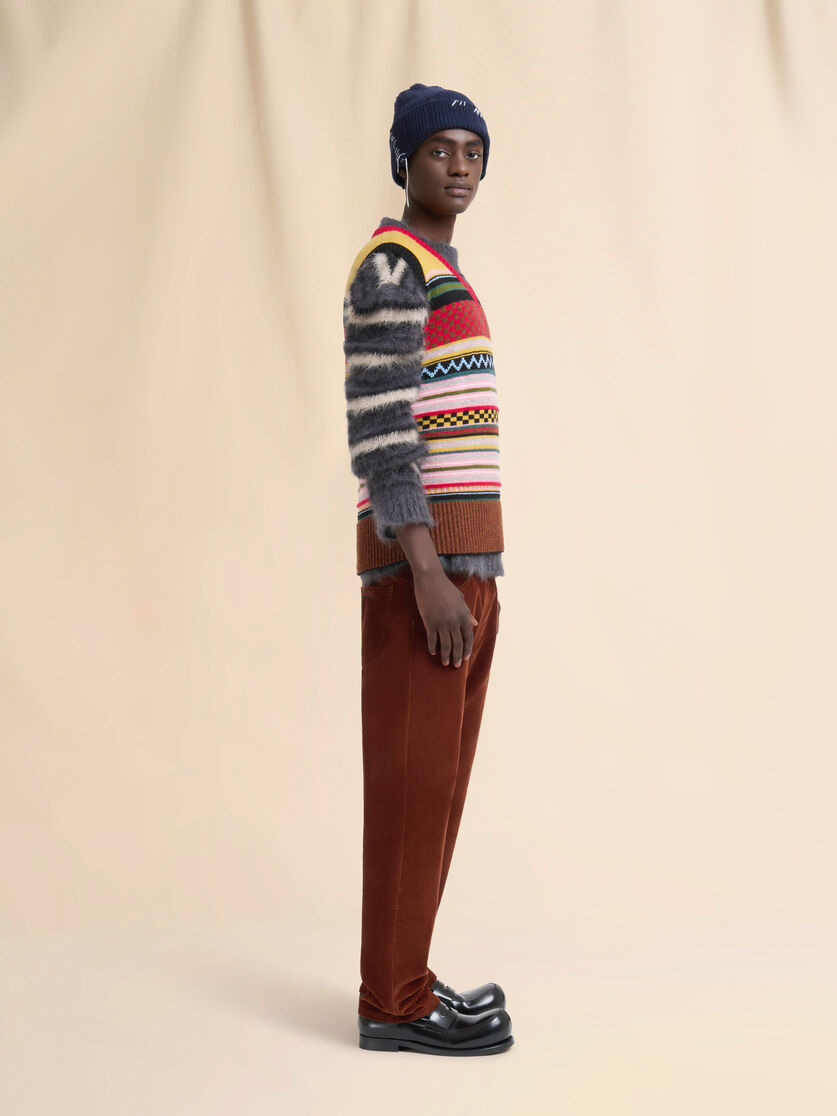 MULTICOLOUR WOOL SLEEVELESS SWEATER WITH MIXED PATTERNS - 5