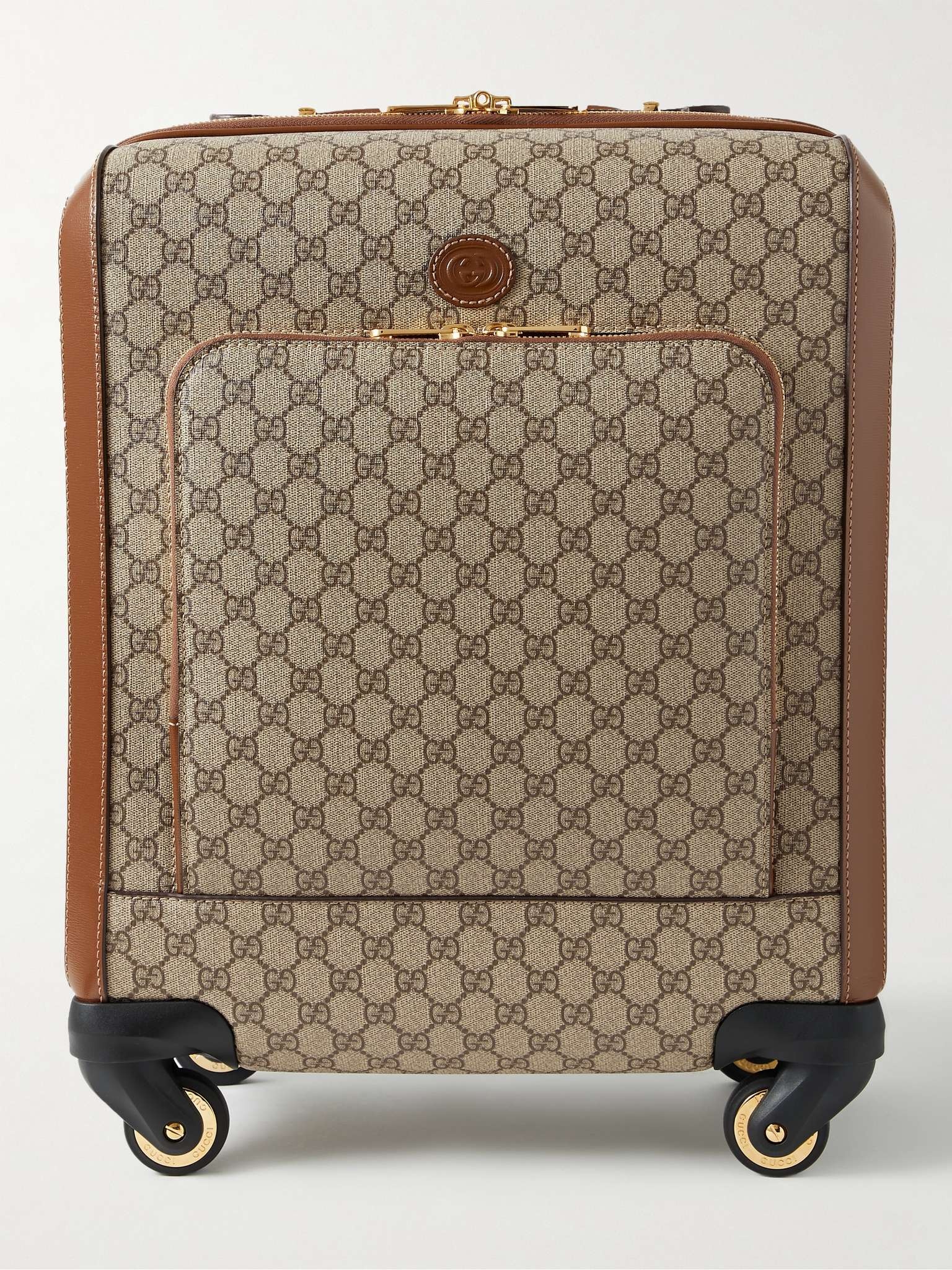 Small Cross-Grain Leather-Trimmed Monogrammed Canvas Suitcase - 1