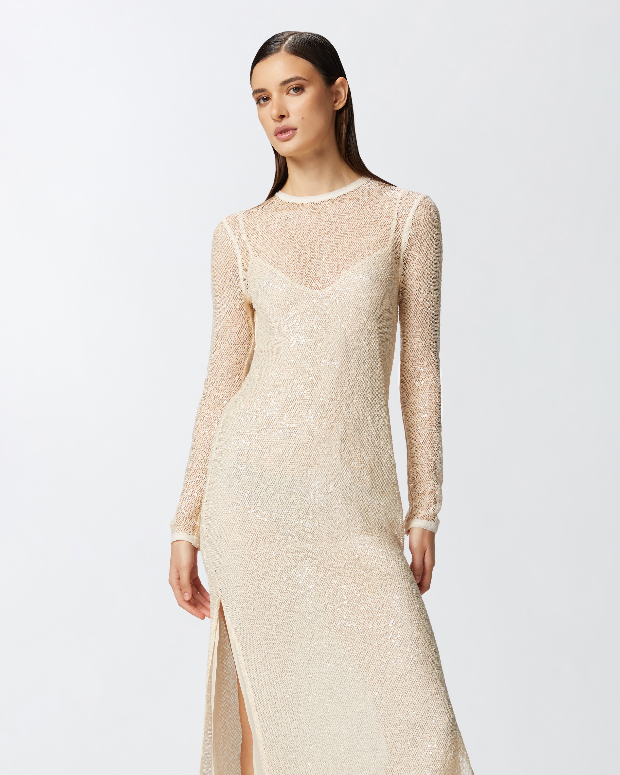 SEQUINED MESH MIDI DRESS - 3