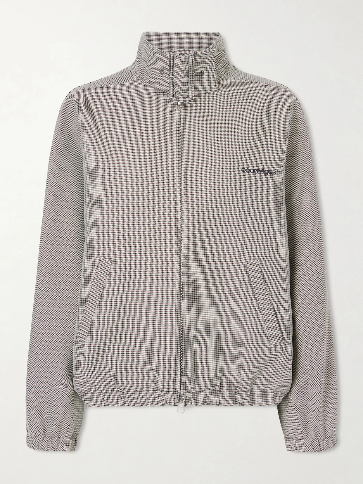 Buckled Houndstooth Wool-blend Bomber Jacket - 1