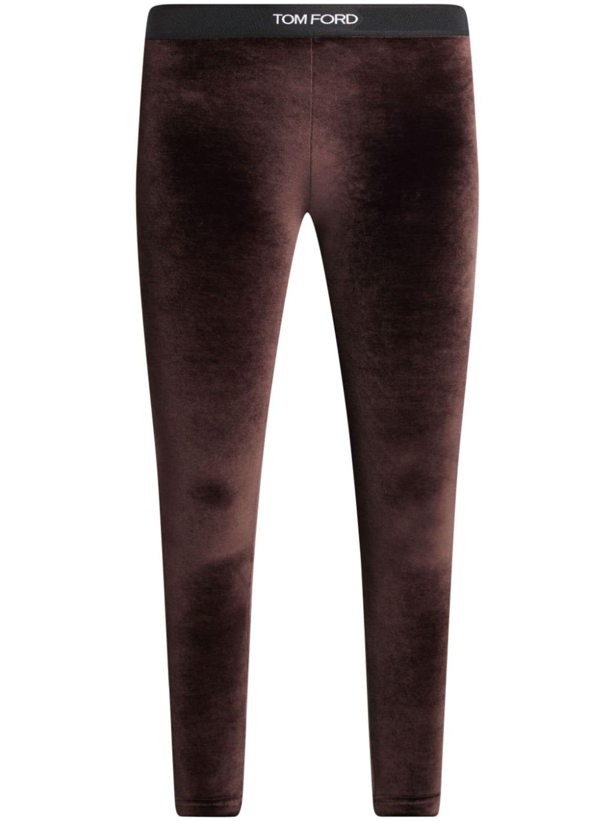 logo-waistband velvet leggings - 1