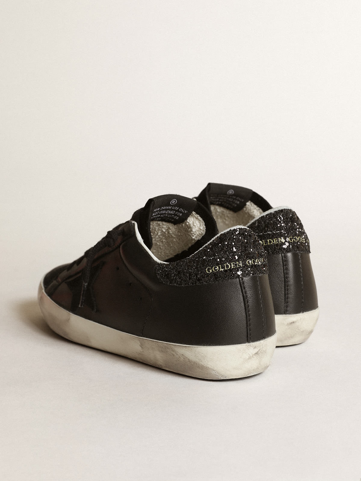 Super-Star in black nappa with black star and glitter heel tab - 4