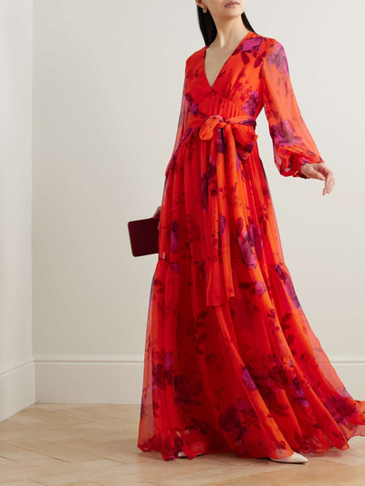 Erdem Belted floral-print tiered silk-chiffon maxi dress outlook