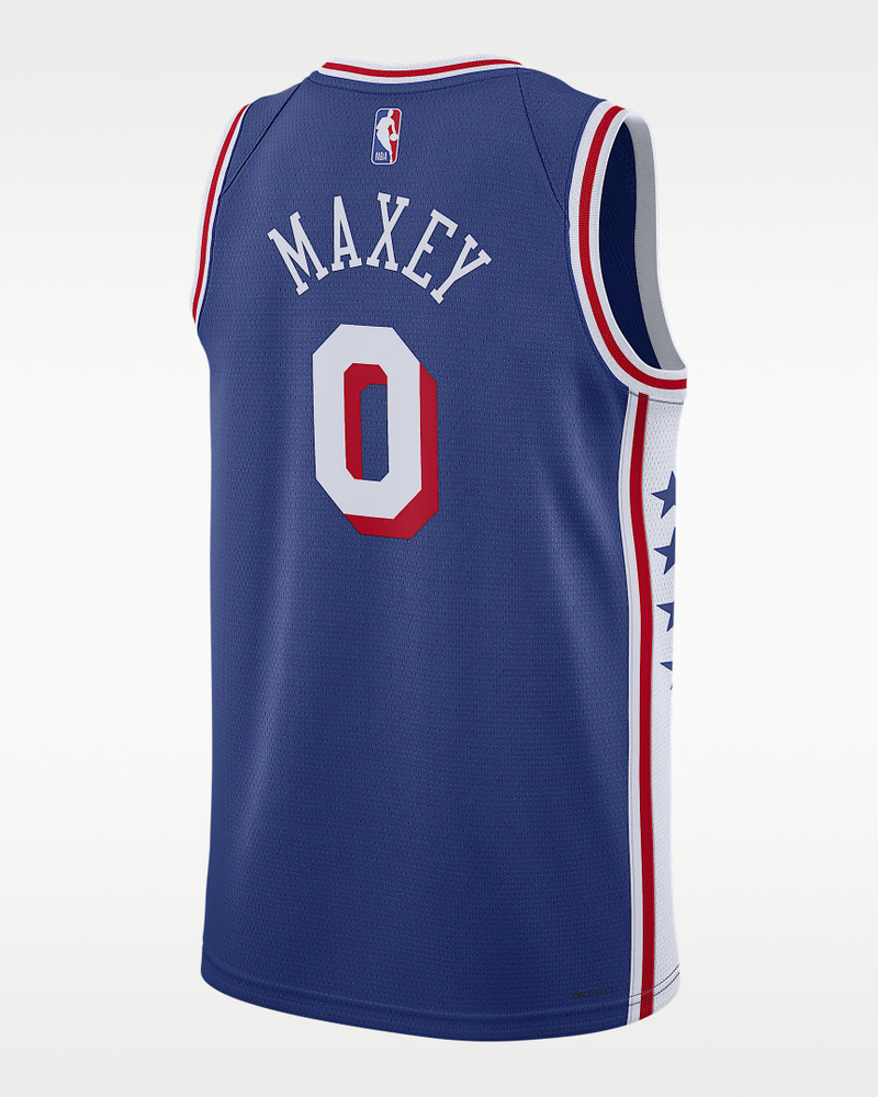 Nike Tyrese Maxey Philadelphia 76ers 2023/24 Icon Edition Nike Men's Dri-FIT NBA Swingman Jersey outlook