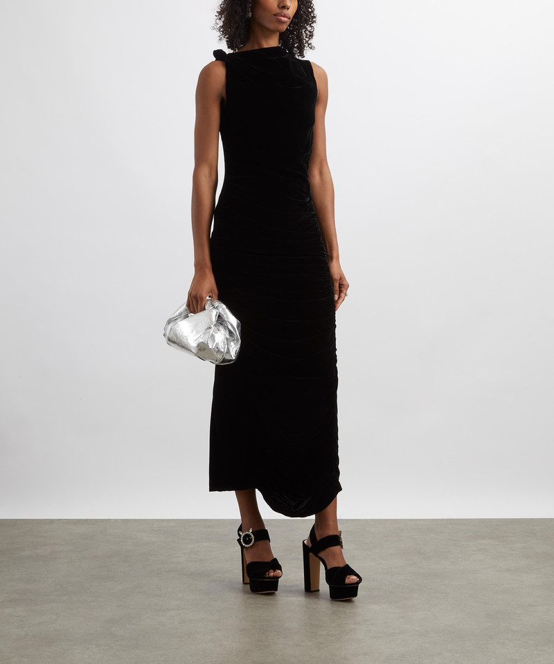 Velvet Ruched Midi Dress 2