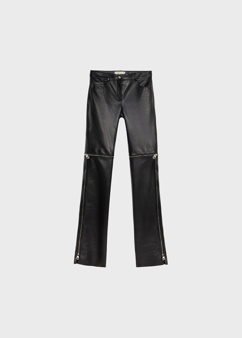 PLONGÉ LEATHER PANTS WITH ZIPPER AND LACE 1