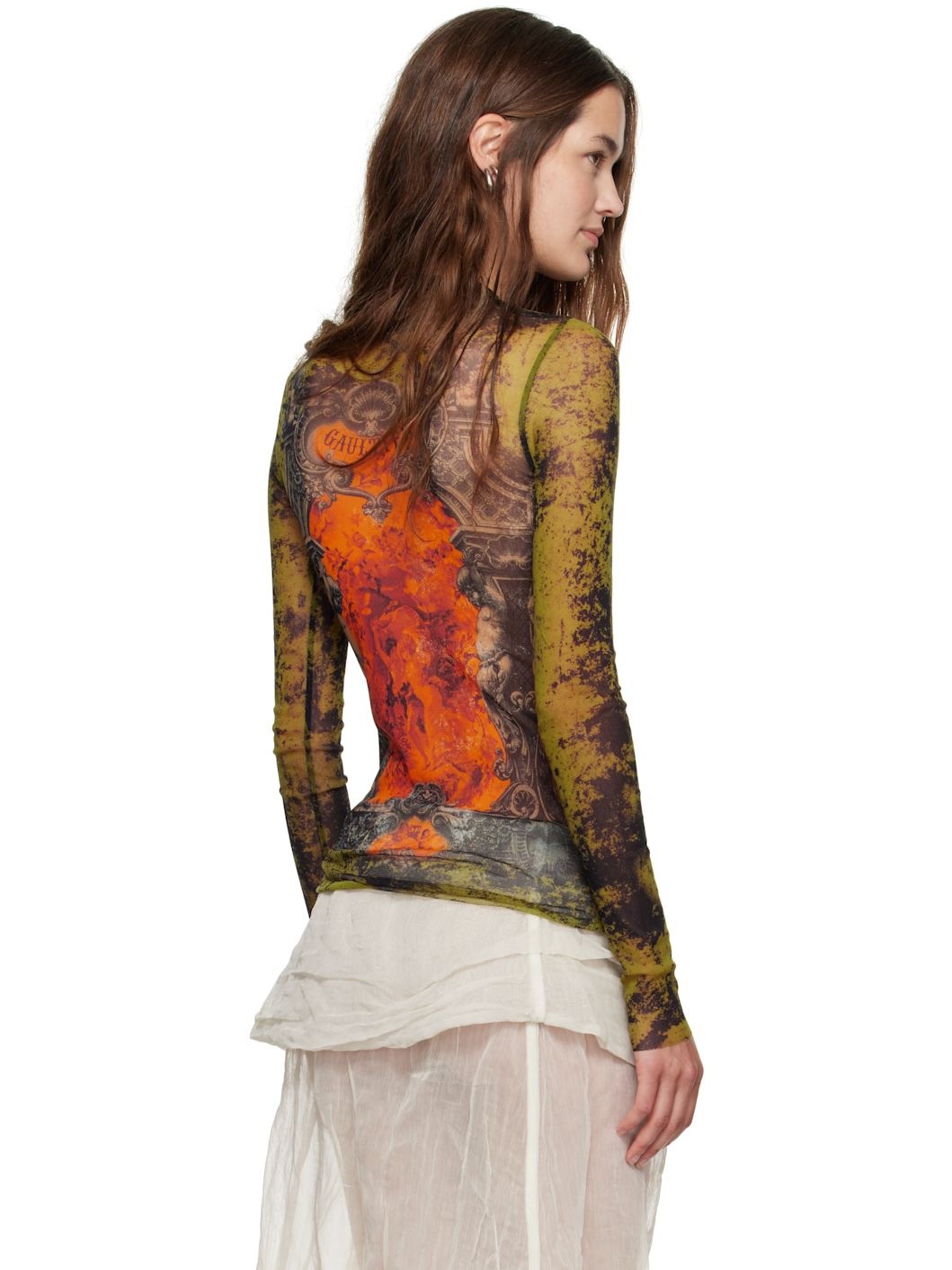 Khaki & Orange 'The Médaillon' Top - 3