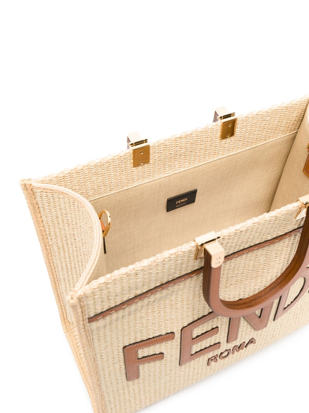 medium Sunshine raffia tote bag - 6