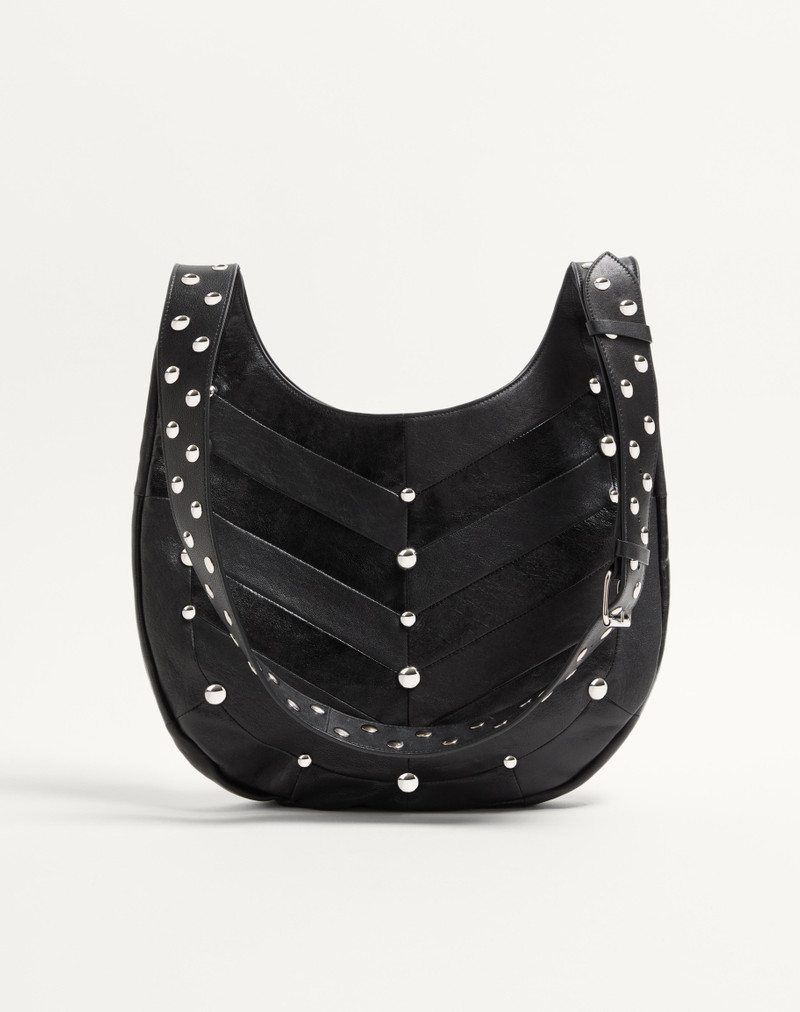 VALENTINO GARAVANI HOBOHO HOBO BAG IN CHEVRON PATTERN NAPPA LEATHER WITH STUDS. 5