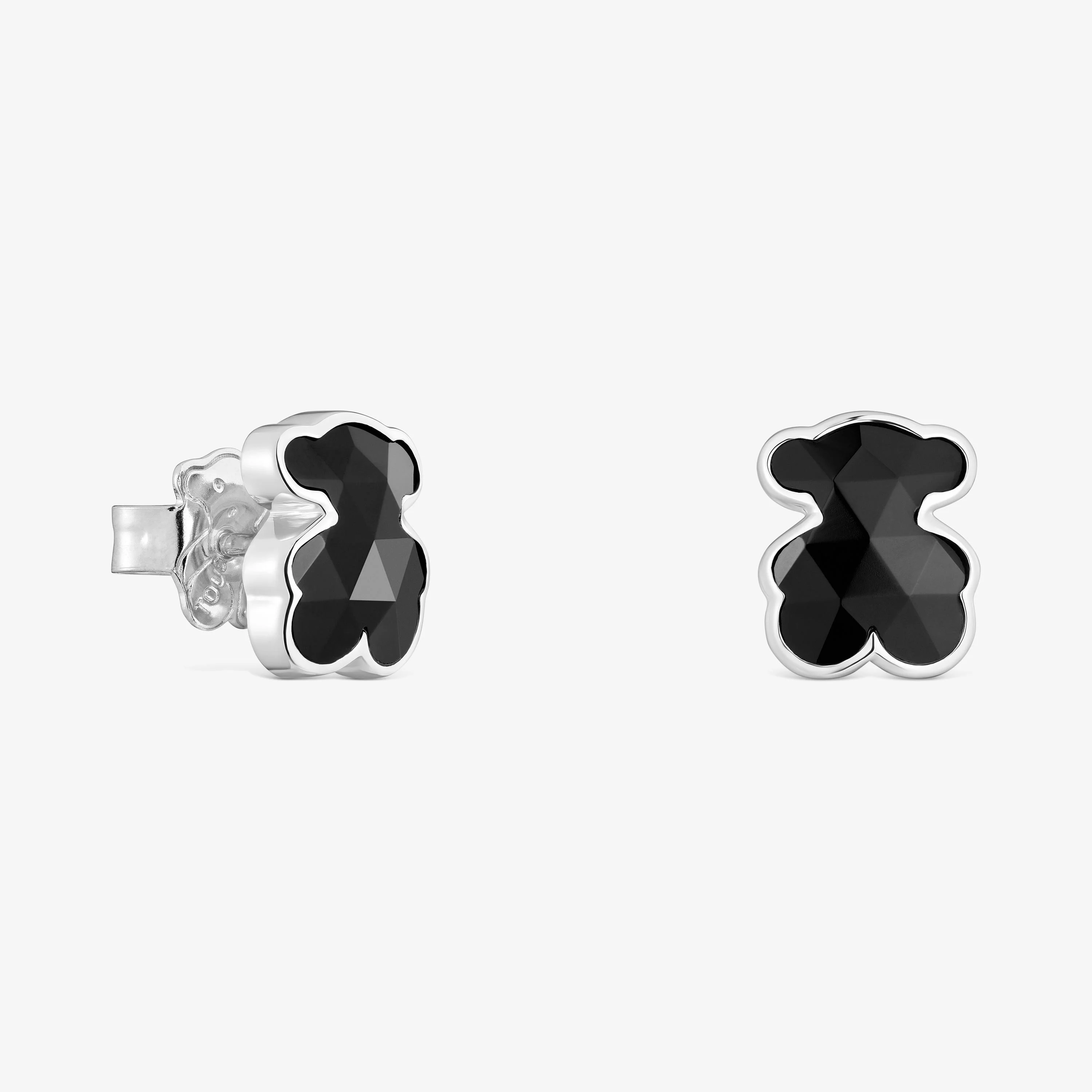 10 mm silver and onyx bear Earrings TOUS Icon Color - 1
