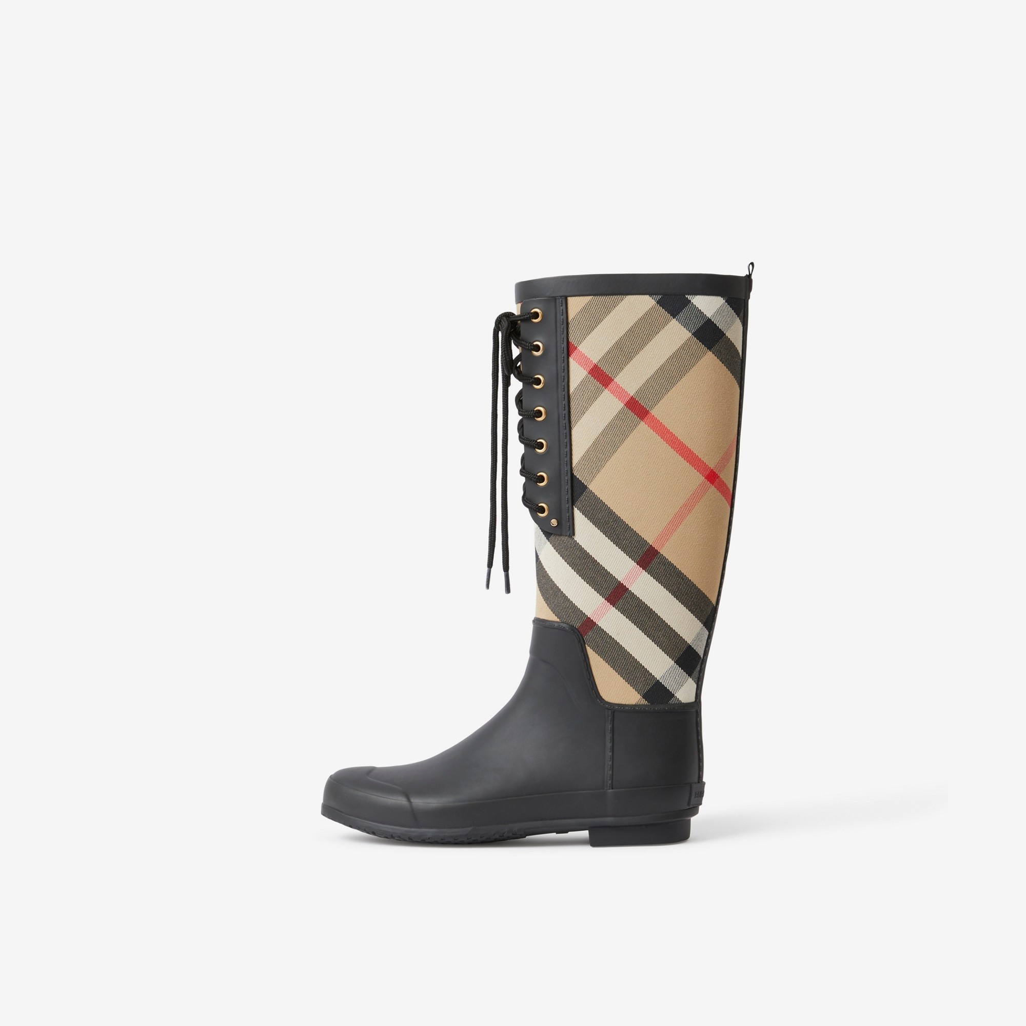 House Check Panel Rubber Rain Boots - 5