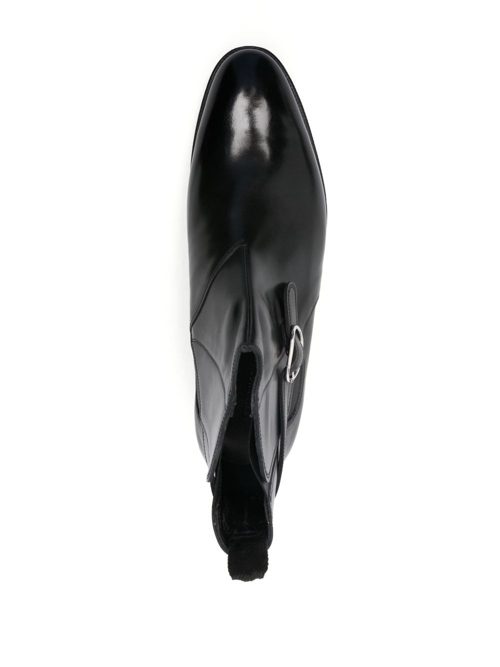 side-buckle polished leather boots - 4