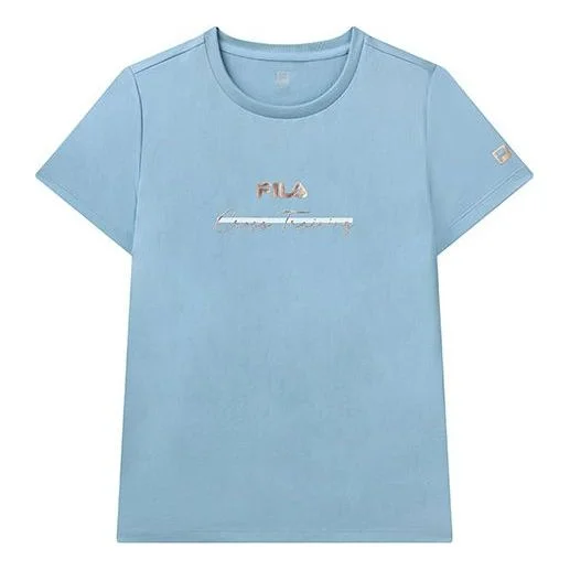 (WMNS) FILA Athletics Logo Printing Tee Blue A11W121104F-BU - 1