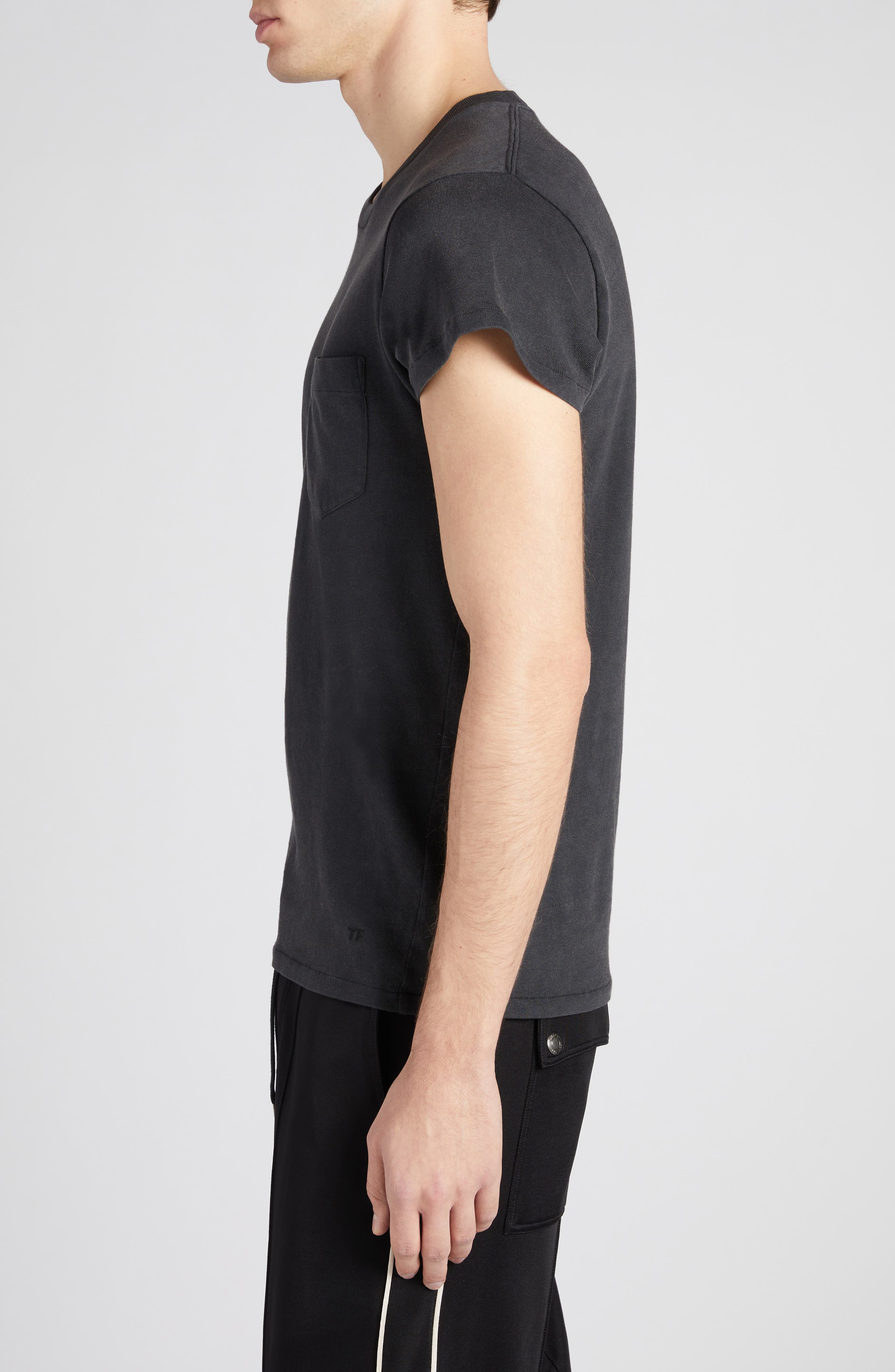 TOM FORD Cold Dye Cotton Pocket T-Shirt in Charcoal at Nordstrom - 4