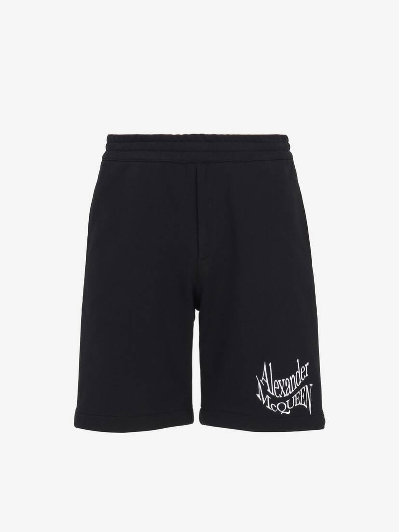Men's Warped Logo Shorts in Black - 1