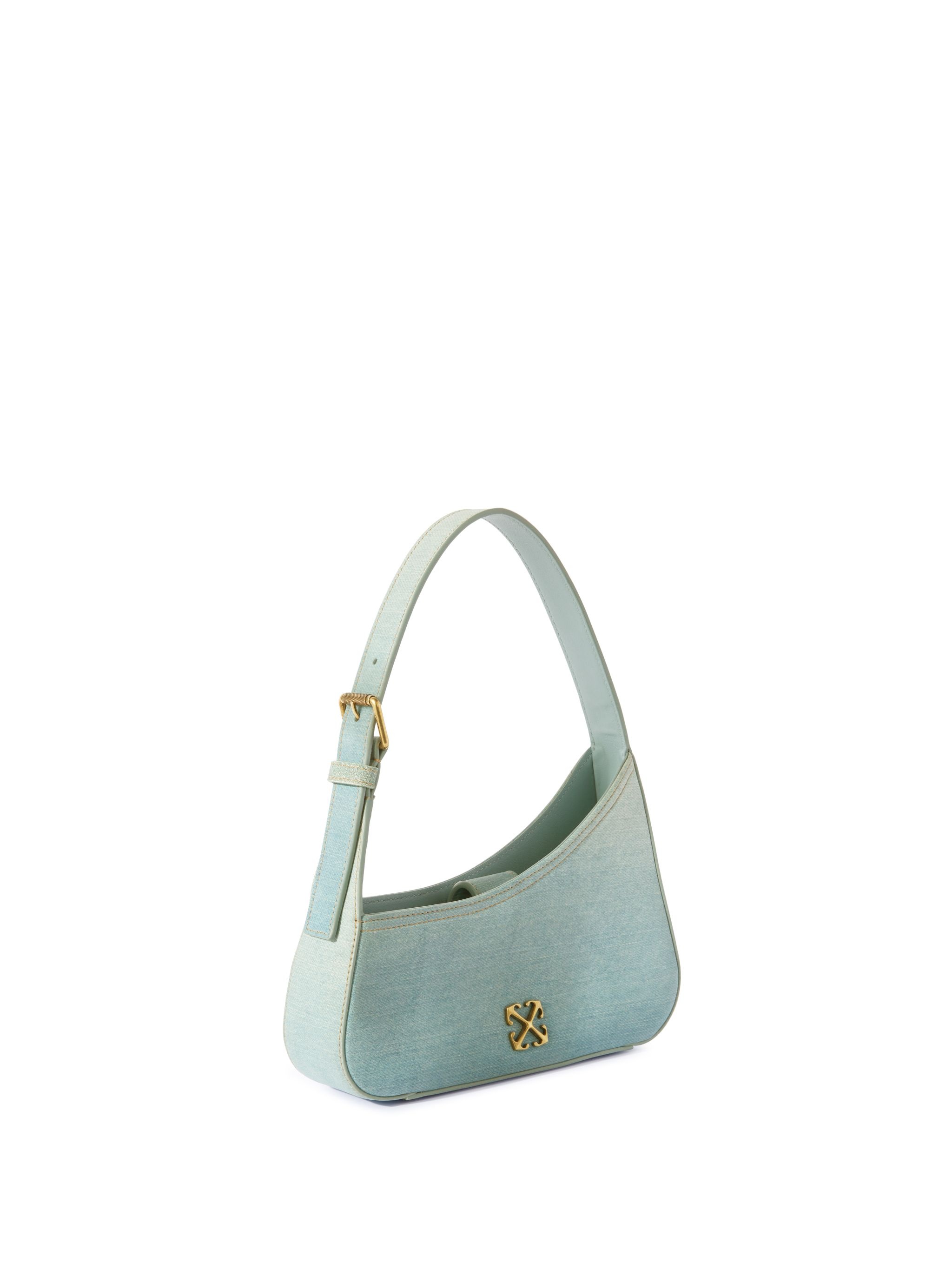 Light Blue Denim Leather Jitney Shoulder Bag - 2