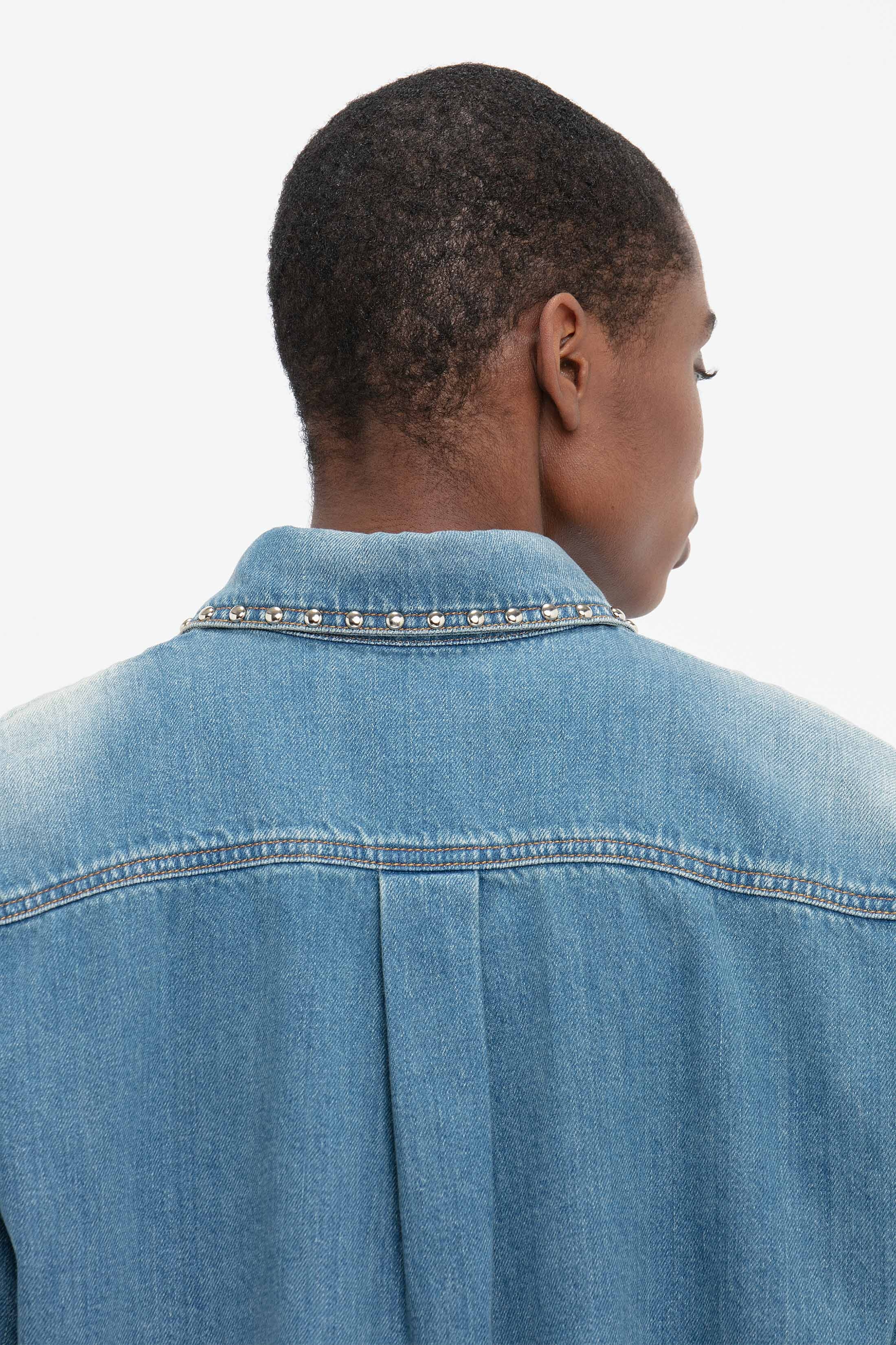 Stud Pocket Detail Shirt In Vintage Wash - 7