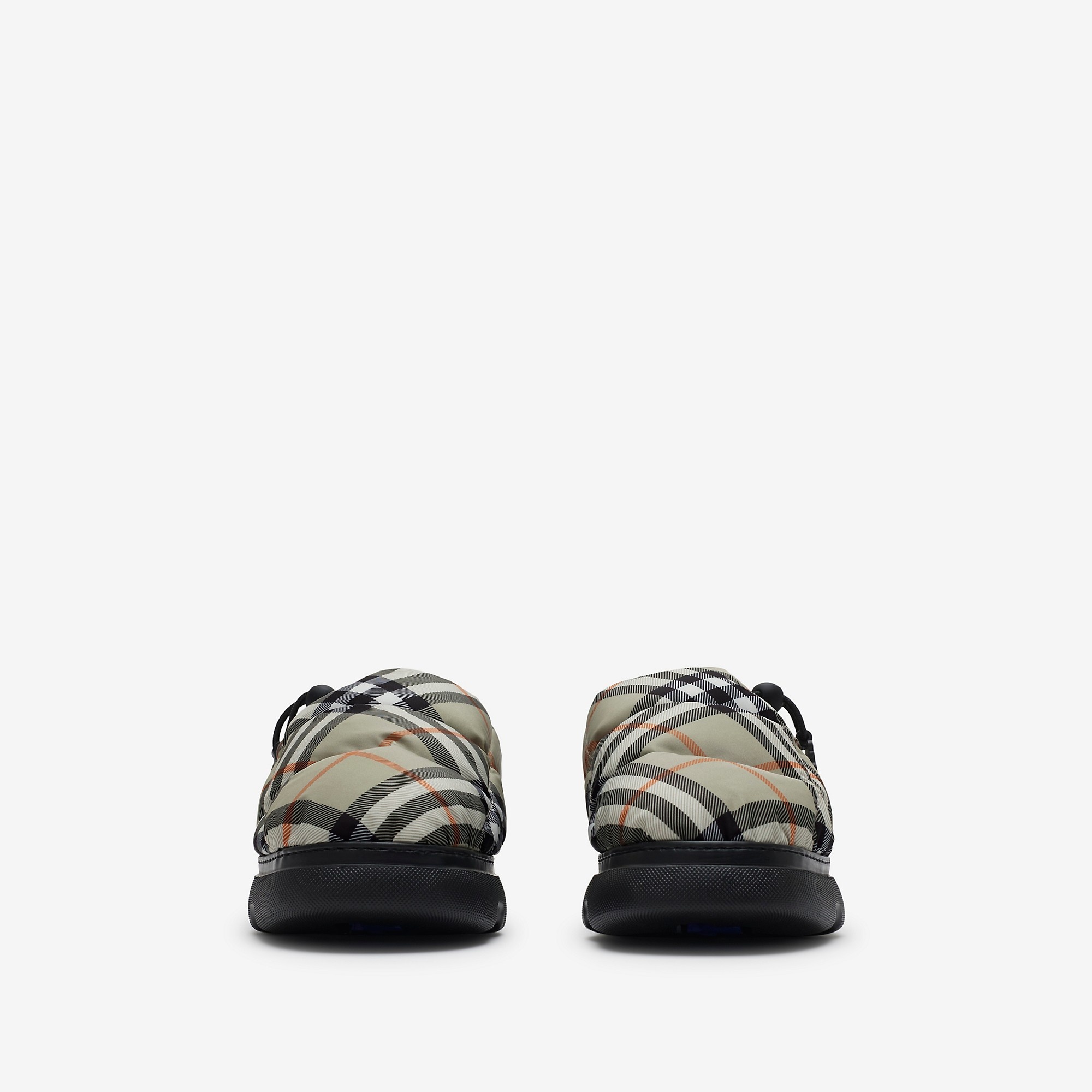 Check Nylon Blend Pillow Mules - 3