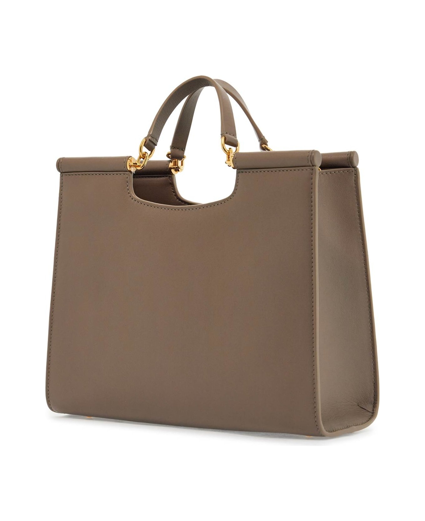 Beige Calfskin Tote Bag With Adjustable Shoulder Strap - 2