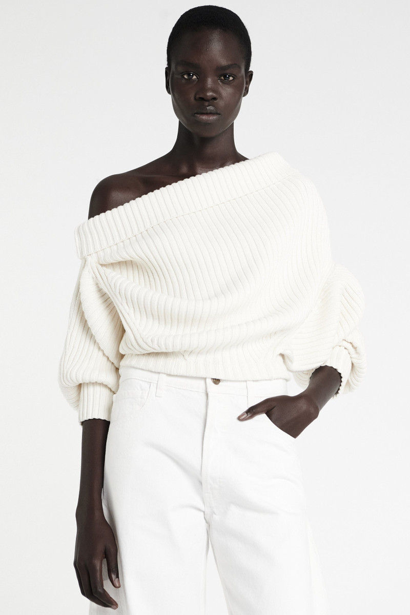HEAVY RIB SWEATER WITH BUTTONS IVORY 3