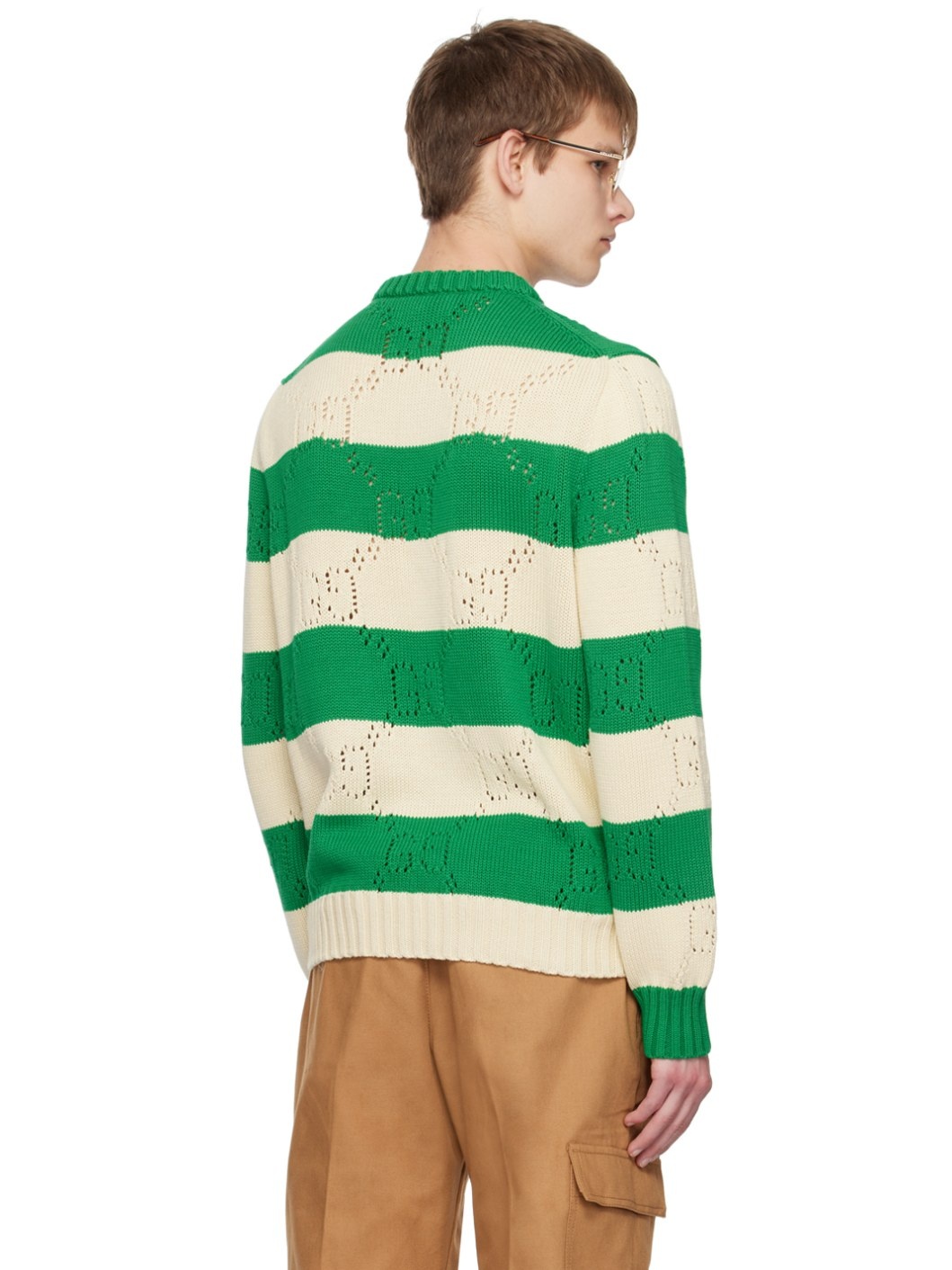 Green & Off-White GG Stripe Sweater - 3