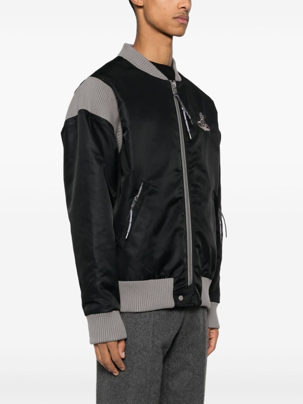 Orb-embroidered cotton bomber jacket - 3